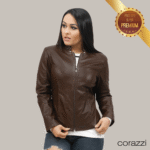 Jaqueta Feminina Slim Couro Marrom