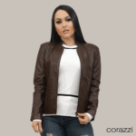 Jaqueta Feminina Slim Couro Marrom